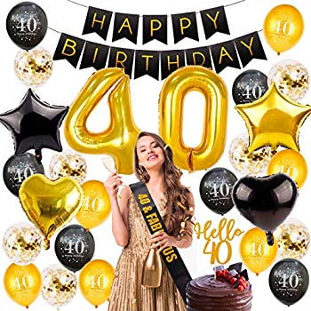Number 40 Black 34" Balloon Birthday Party Decorations 40th Birthday